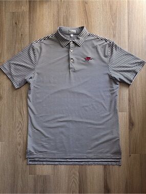 Arkansas Razorbacks Peter Milar Performance Golf Polo Men’s Medium Navy Striped